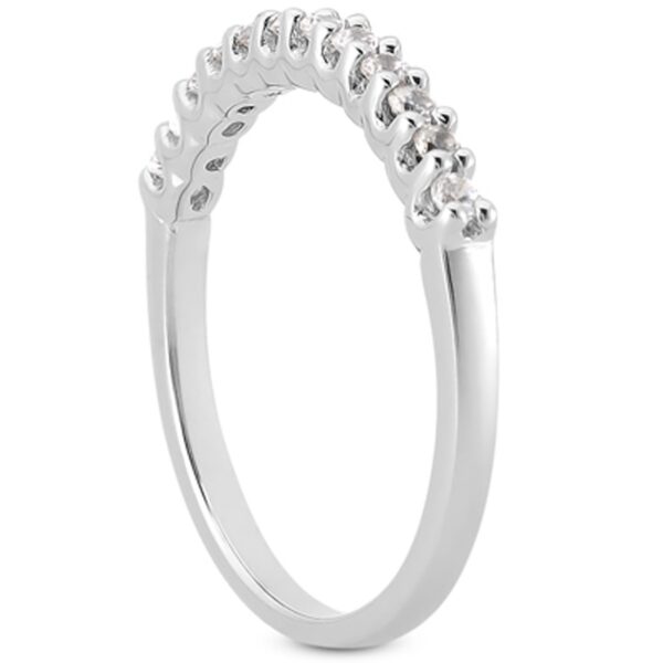 14k White Gold Fancy U Setting Shared Prong Diamond Wedding Ring Band - alternate view 2