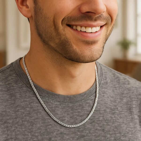 Sterling Silver Rhodium Plated Wheat Chain (3.20 mm) - alternate view 2