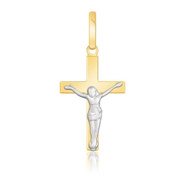 14k Two Tone Gold Crucifix Motif Pendant - Two-Tone Gold