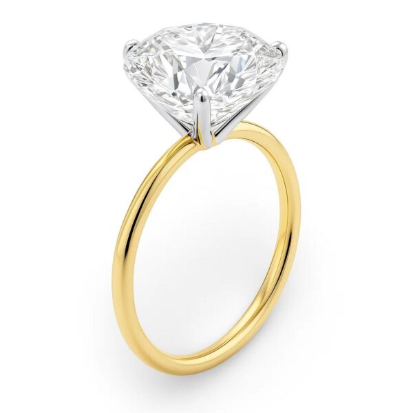 5 Carat Round Lab Grown IGI G/VS1 Diamond Solitaire Ring in 10K Yellow Gold - alternate view 2