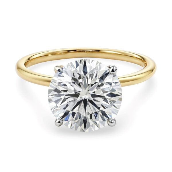 5 Carat Round Lab Grown IGI G/VS1 Diamond Solitaire Ring in 10K Yellow Gold - alternate view 3