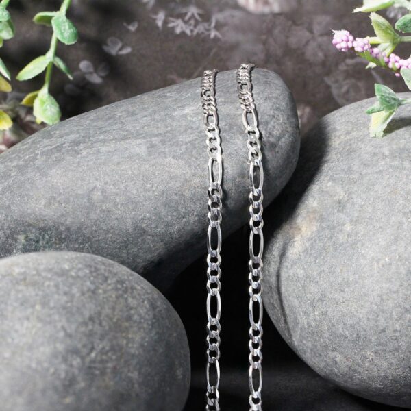 14k White Gold Solid Figaro Chain (3.00 mm) - alternate view 4