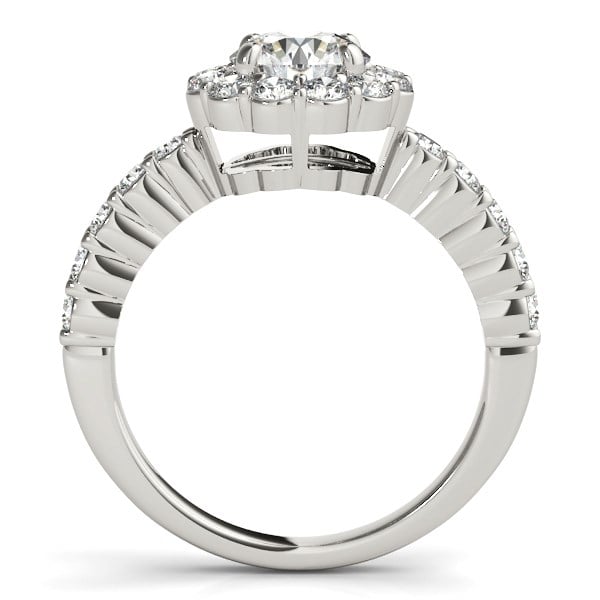 14k White Gold Round Floral Motif Diamond Engagement Ring (1 5/8 cttw) - alternate view 2