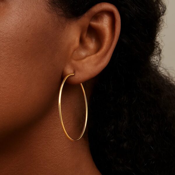 14k Yellow Gold Polished Hoop Earrings (1.5x45mm) - alternate view 4