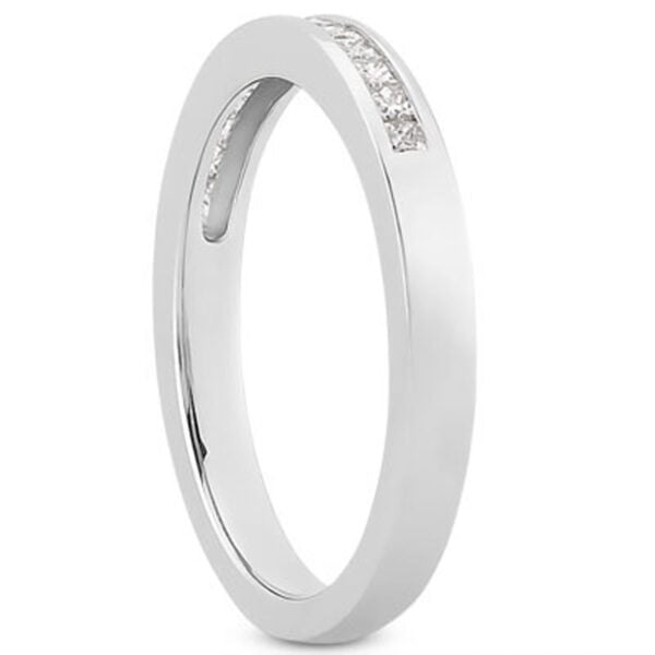 14k White Gold Channel Set Princess Diamond Wedding Ring Band - alternate view 2