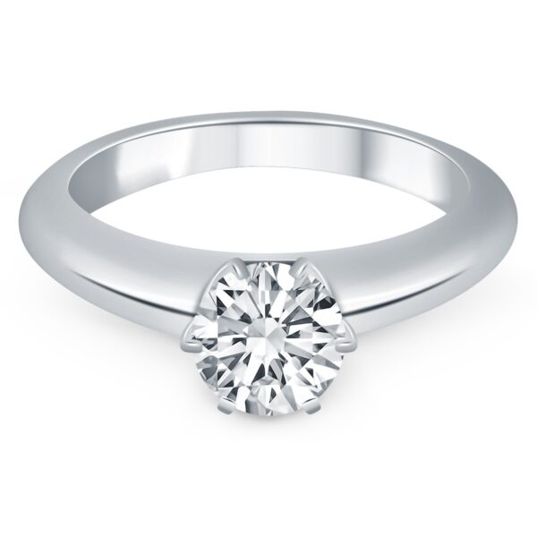 14k White Gold Solitaire Cathedral Engagement Ring - alternate view 2