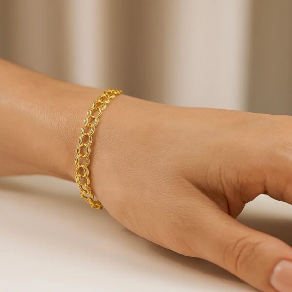 14k Yellow Gold Lite Charm Bracelet (5.00 mm) - alternate view 3