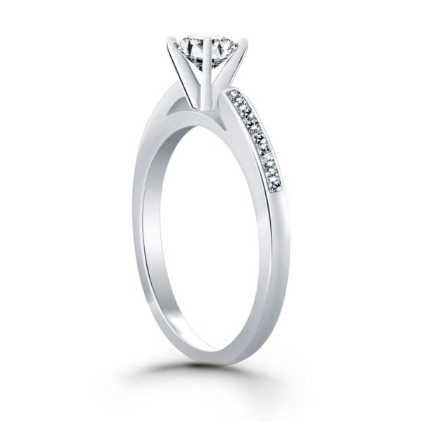 14k White Gold Diamond Channel Cathedral Engagement Ring - alternate view 3