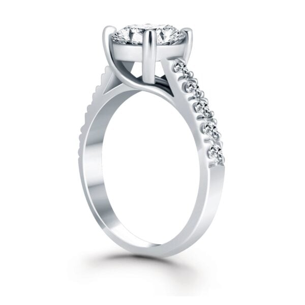 14k White Gold Trellis Diamond Engagement Ring - alternate view 3