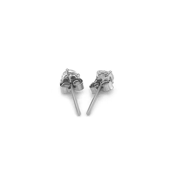 Sterling Silver Faceted White Cubic Zirconia Stud Earrings(3mm) - alternate view 3