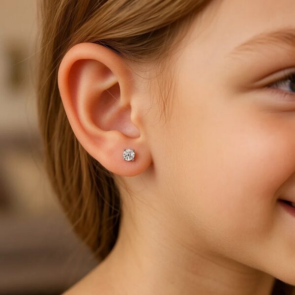 Sterling Silver Faceted White Cubic Zirconia Stud Earrings(3mm) - alternate view 4