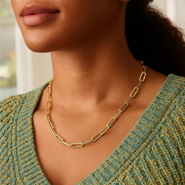 Long Domed Paperclip Necklace in 14K Yellow Gold (4.80 mm) - alternate view 4