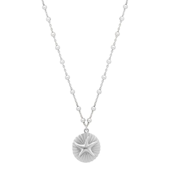 Sterling Silver Rhodium Plated Starfish Medallion Necklace