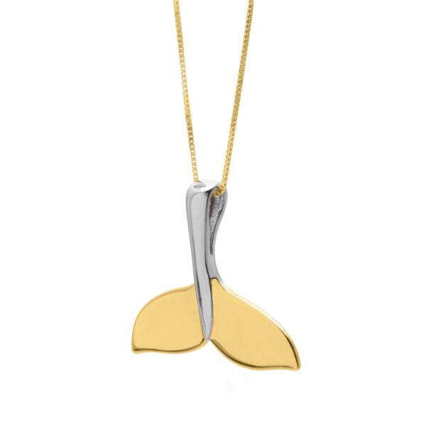 Whale Tail Necklace in 10K Yellow Gold - Two-Tone Gold