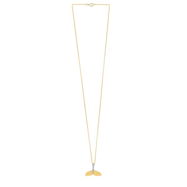 Whale Tail Necklace in 10K Yellow Gold - Two-Tone Gold - alternate view 2