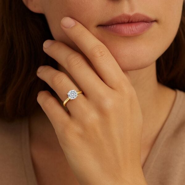 1 1/2 Carat Round Lab Grown IGI G/VS1 Diamond Solitaire Ring in 10K Yellow Gold - alternate view 5