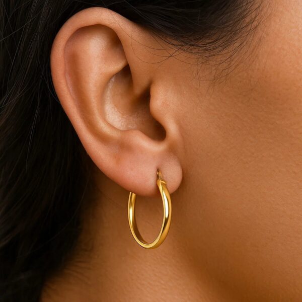 Small Wedding Hoops in 14K Yellow Gold - alternate view 4