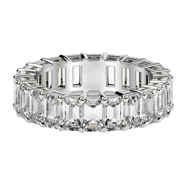 Emerald Cut Lab Grown Diamond Eternity Ring in 14k White Gold (5 cttw FG/VS2) - F-G - alternate view 2