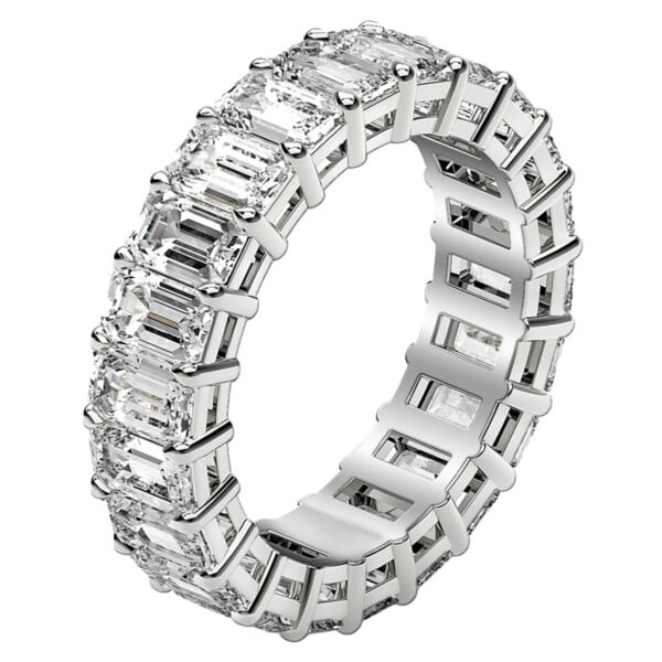 Emerald Cut Lab Grown Diamond Eternity Ring in 14k White Gold (5 cttw FG/VS2) - F-G - alternate view 4
