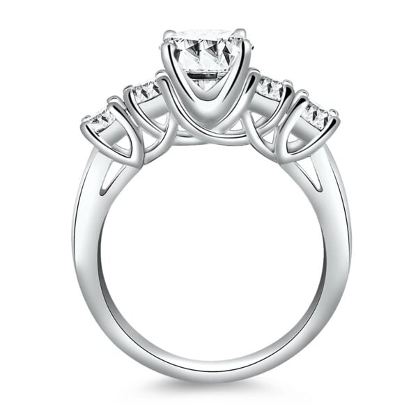 14k White Gold Five Stone Diamond Trellis Engagement Ring - alternate view 3