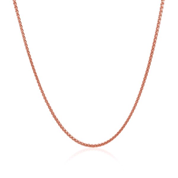 14k Rose Gold Diamond Cut Round Wheat Chain (1.20 mm) - alternate view 2