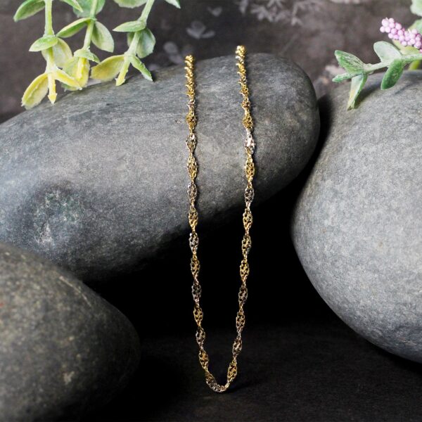 14k Two-Tone Gold Singapore Chain (2.50 mm) - alternate view 4