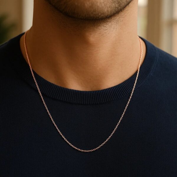14k Rose Gold Diamond Cut Cable Link Chain (1.10 mm) - alternate view 5