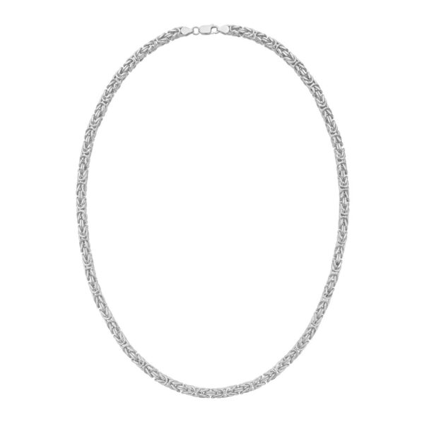 Sterling Silver Rhodium Plated Lite Square Byzantine Chain (4.80 mm) - alternate view 3
