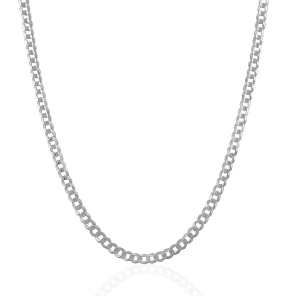 Rhodium Plated 3.7mm Sterling Silver Curb Style Chain (3.70 mm) - alternate view 2