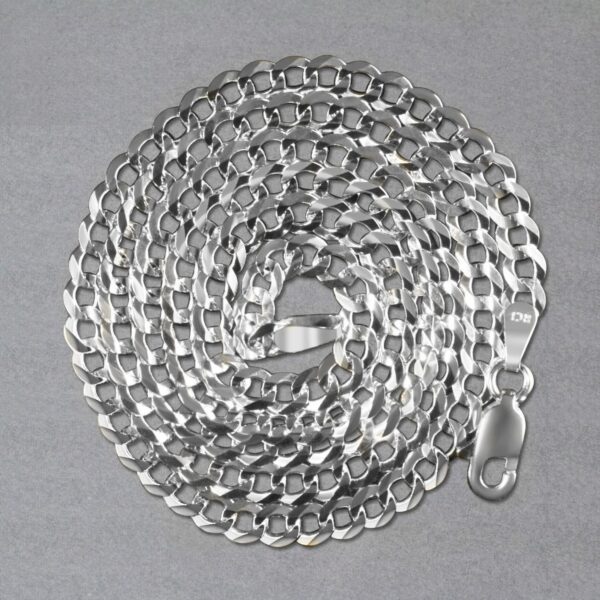 Rhodium Plated 3.7mm Sterling Silver Curb Style Chain (3.70 mm) - alternate view 4