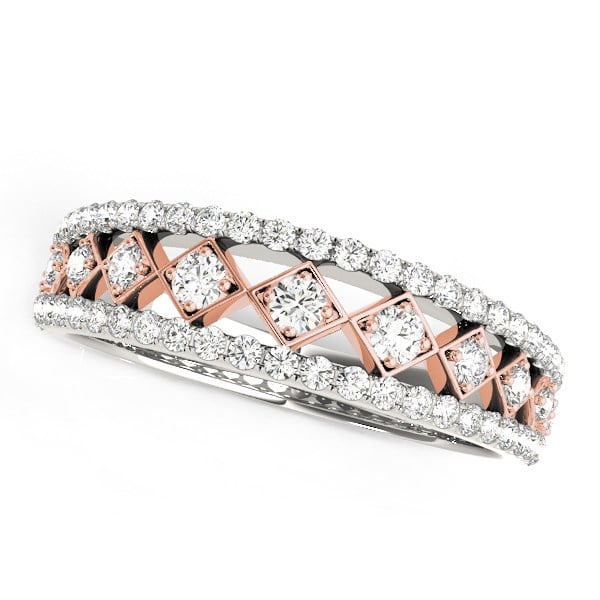 14k White And Rose Gold Diamond Band (3/8 cttw) - White &amp; Rose Gold