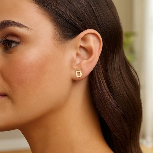 14K Yellow Gold Yours Truly Initial D Stud Earring - alternate view 2