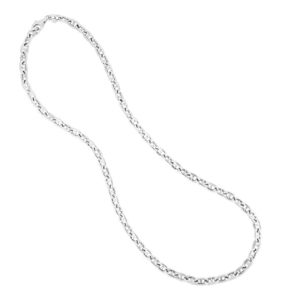 Sterling Silver Rhodium Plated Puffed Mariner Chain (5.90 mm) - alternate view 4