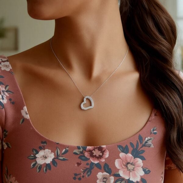 14k White Gold Heart Pendant - alternate view 2