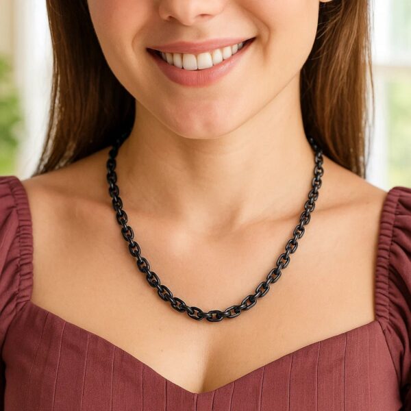 Sterling Silver Black Ruthenium Plated Oval Link Chain (5.60 mm) - alternate view 5