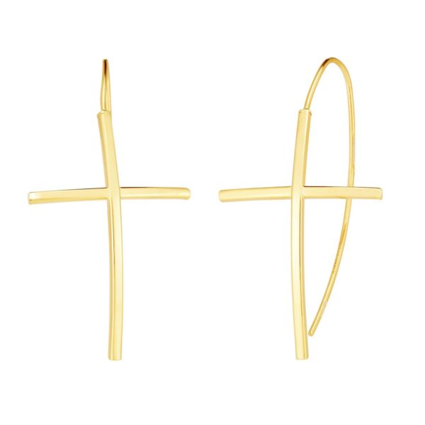 14K Yellow Gold Cross Thread Drop Earrings