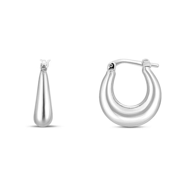 Sterling Silver Puffed Graduated Hoop Earrings - alternate view 2