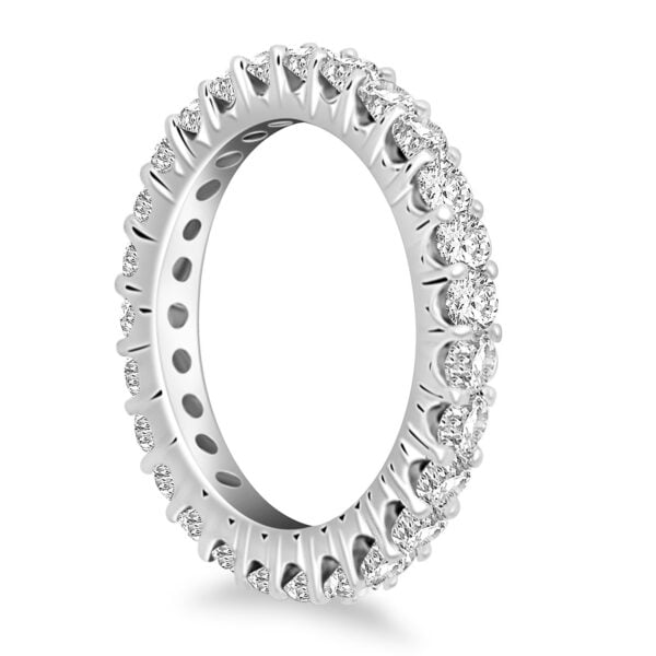 14k White Gold Common Prong Round Diamond Eternity Ring - alternate view 2