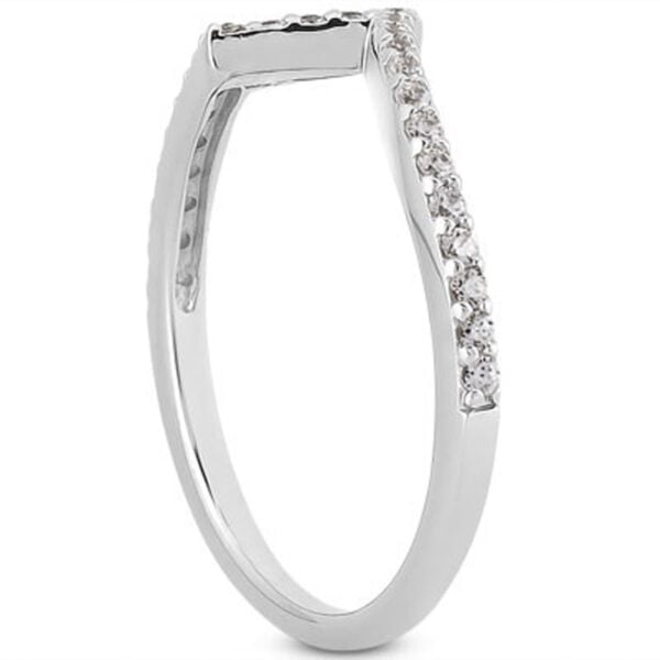 14k White Gold Fancy Zig Zag Pave Diamond Wedding Ring Band - alternate view 2
