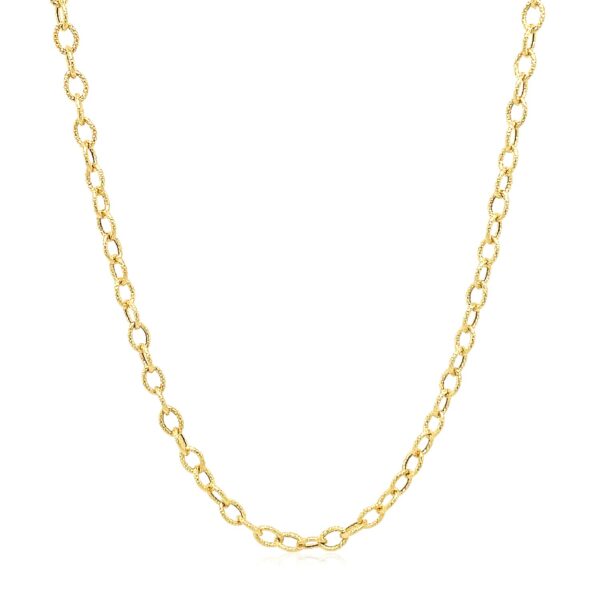14k Yellow Gold Pendant Chain with Textured Links (2.50 mm) - alternate view 2