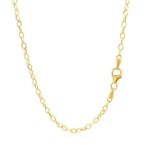 14k Yellow Gold Pendant Chain with Textured Links (2.50 mm) - alternate view 3