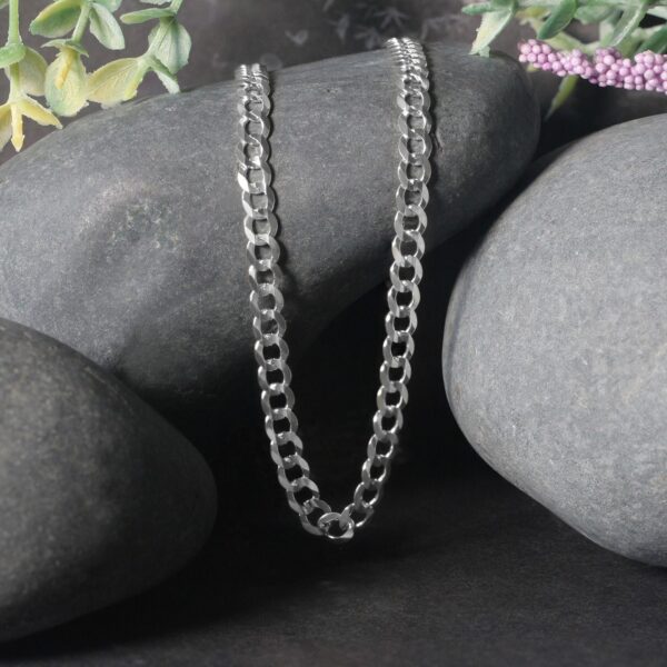 Rhodium Plated Sterling Silver Curb Style Chain (4.70 mm) - alternate view 4