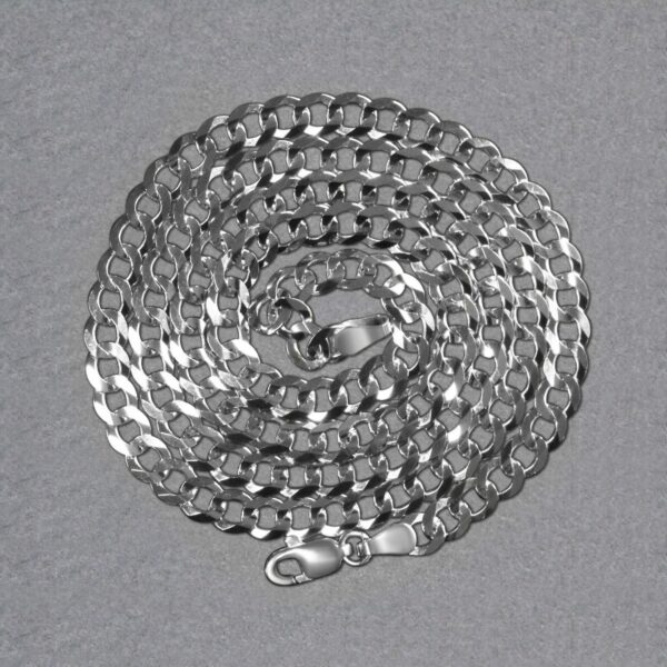Rhodium Plated Sterling Silver Curb Style Chain (4.70 mm) - alternate view 5
