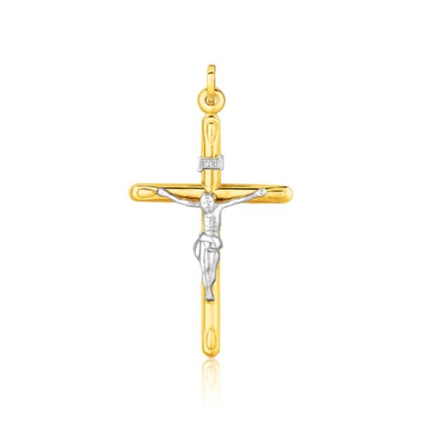 14k Two Tone Gold Cross Pendant - Two-Tone Gold