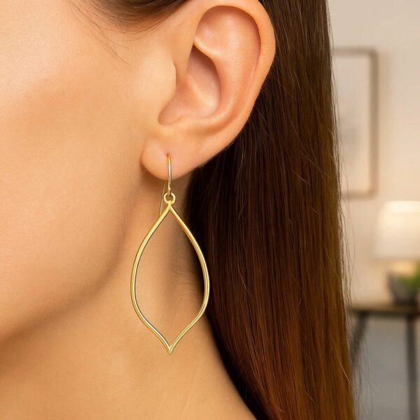 14k Yellow Gold Marquise Style Polished Earrings - alternate view 2