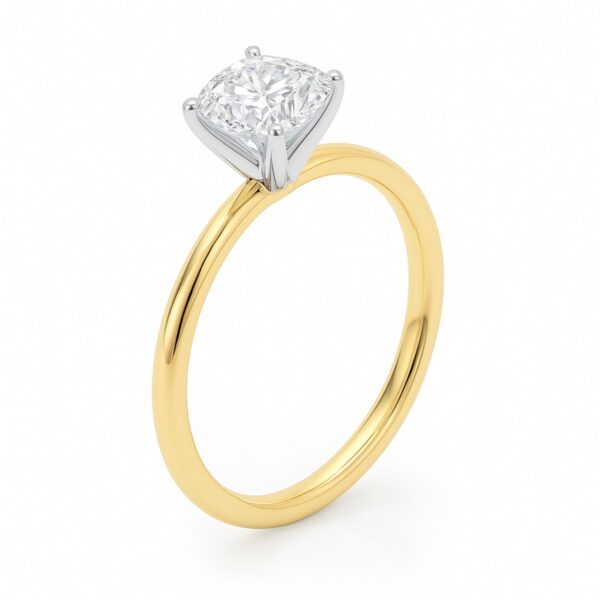 1.50Ct Cushion Lab Grown IGI G/VS1 Diamond Ring in 10K Yellow Gold - alternate view 2