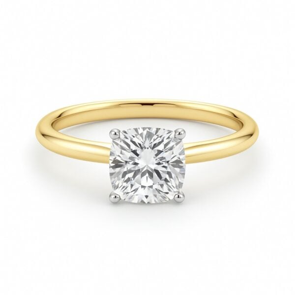 1.50Ct Cushion Lab Grown IGI G/VS1 Diamond Ring in 10K Yellow Gold - alternate view 3
