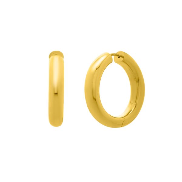 Sterling Silver Yellow Gold Plated Round Hoop Earrings - alternate view 2
