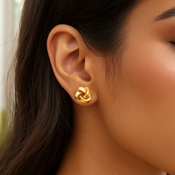 14k Yellow Gold Classic Love Knot Stud Earrings - alternate view 3