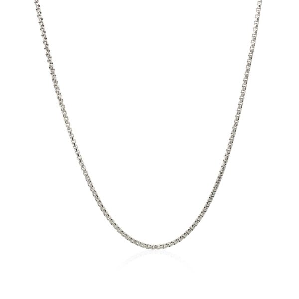 14k White Gold Round Box Chain (1.3 mm) - alternate view 2